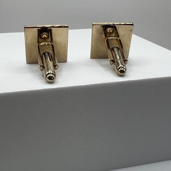 Vintage Dante Gold Tone Square Cufflinks Textured Star Moon Celestial Mens - Picture 3 of 6